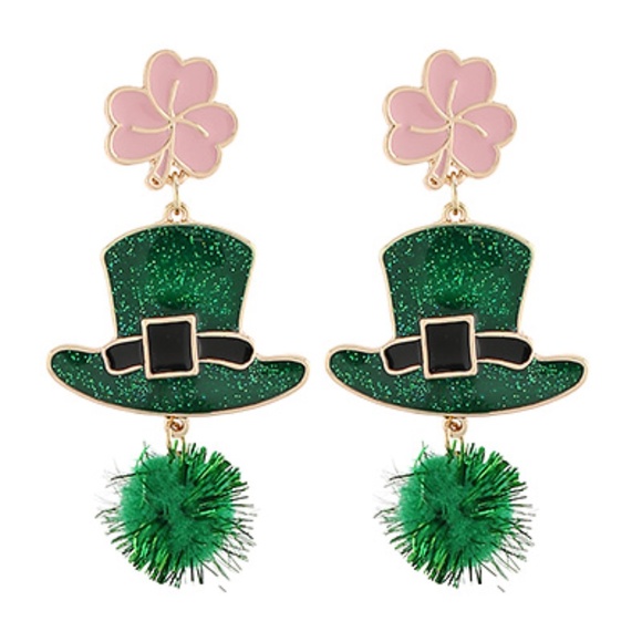Hat w/Glitter & Clover Earrings